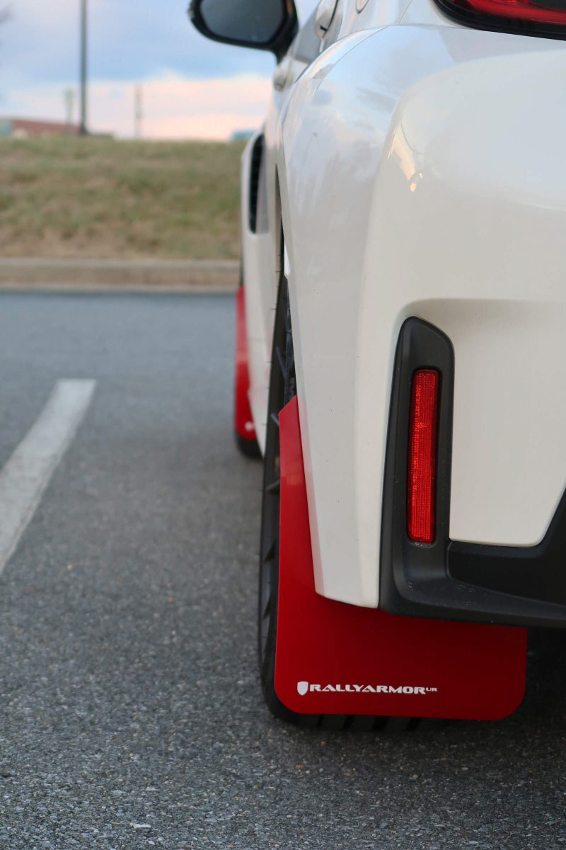 Rally Armor 23-26 Toyota GR Corolla Red UR Mud Flap w/White Logo