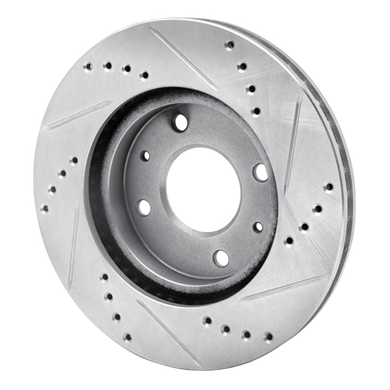 R1 Concepts R1 04-04 Mitsubishi Lancer Front Left Drilled & Slotted Silver Brake Rotor