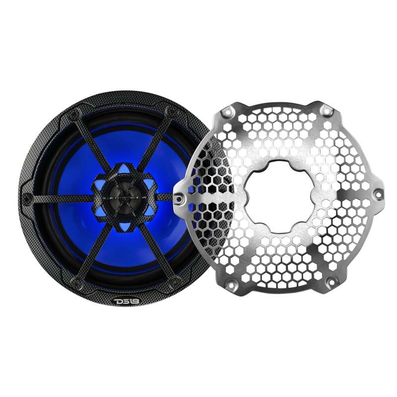 DS18 NXL-M Series Speaker w/ RGB LED Lights 8in 2-Way 125 Watts RMS 4 ohm Black Crbn Fiber w/ Cover