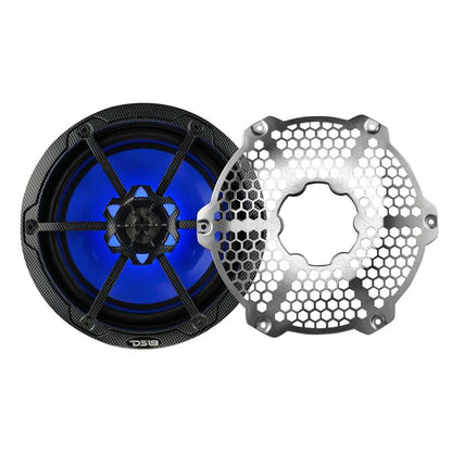DS18 NXL-M Series Speaker w/ RGB LED Lights 8in 2-Way 125 Watts RMS 4 ohm Black Crbn Fiber w/ Cover