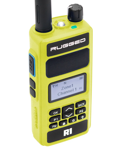 Rugged Radios Rugged R1 - Business Band Two Way Handheld Radio - Digital and Analog Safety Yellow