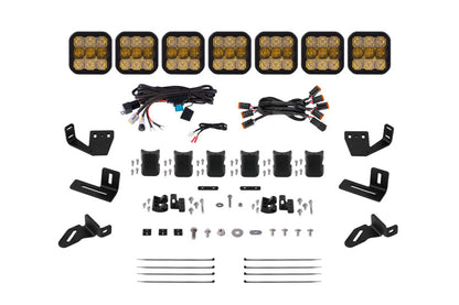 Diode Dynamics Prinsu/Sherpa Roof Racks- SS5 7-Pod CrossLink Mounting Kit - Pro Yellow Combo
