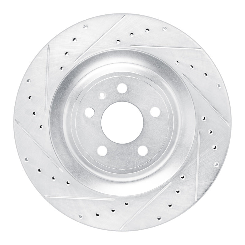 R1 Concepts R1 15-18 Porsche Macan Rear Left Drilled & Slotted Silver Brake Rotor