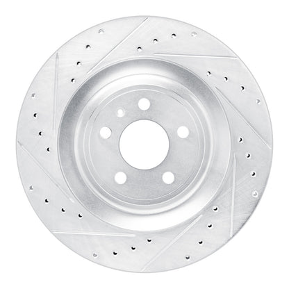 R1 Concepts R1 15-18 Porsche Macan Rear Left Drilled & Slotted Silver Brake Rotor