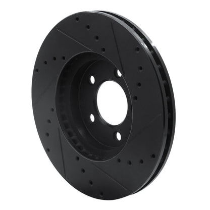 R1 Concepts R1 93-07 Ford Thunderbird Front Left Drilled & Slotted Black Brake Rotor