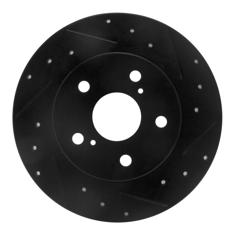R1 Concepts R1 08-18 Pontiac Vibe Rear Right Drilled & Slotted Black Brake Rotor