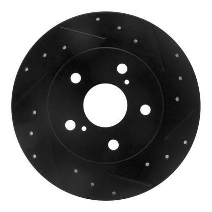 R1 Concepts R1 08-18 Pontiac Vibe Rear Right Drilled & Slotted Black Brake Rotor