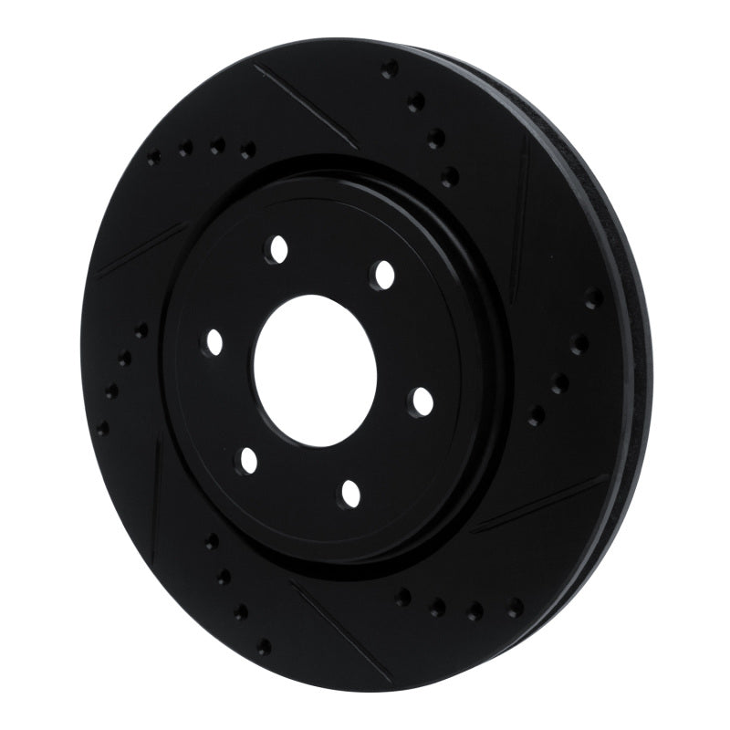 R1 Concepts R1 05-25 Nissan Xterra Front Right Drilled & Slotted Black Brake Rotor