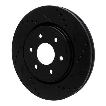 R1 Concepts R1 05-25 Nissan Xterra Front Right Drilled & Slotted Black Brake Rotor