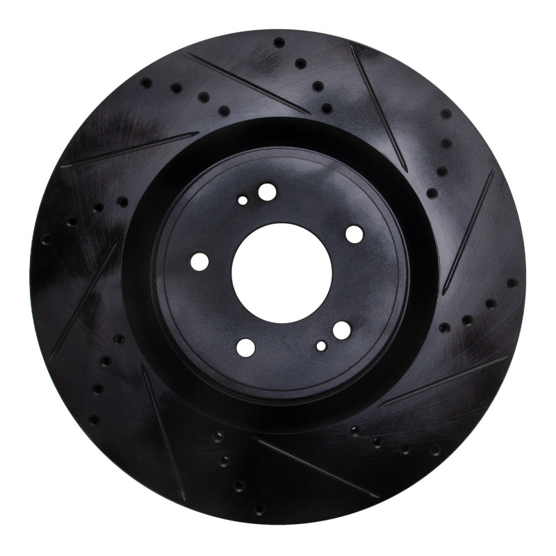 R1 Concepts R1 08-15 Mitsubishi Lancer Front Right Drilled & Slotted Black Brake Rotor