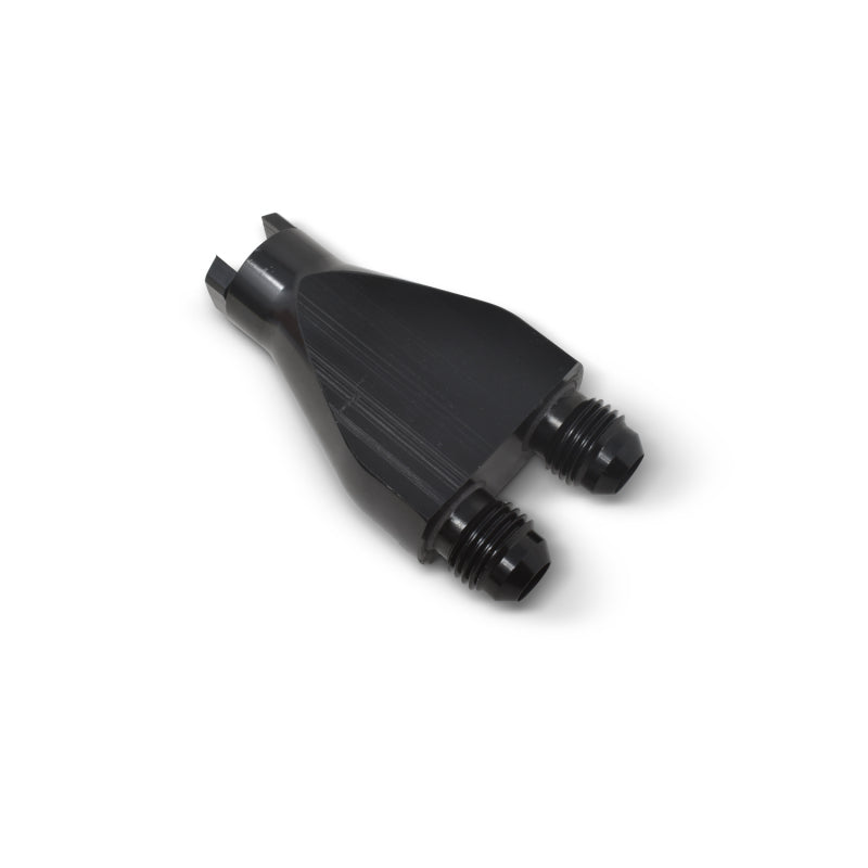 Russell Performance Billet Y-Block Adapter 3/8in SAE Quick Disconnect (2) -6AN Male Flare Black