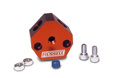 Russell Performance Billet Y-Block Adapter 3/8in SAE Quick Disconnect (2) -6AN Male Flare Black