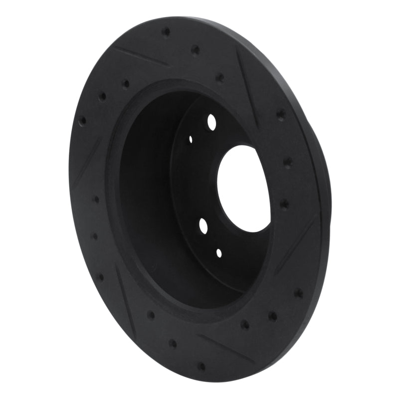 R1 Concepts R1 95-98 Acura TL Rear Left Drilled & Slotted Black Brake Rotor