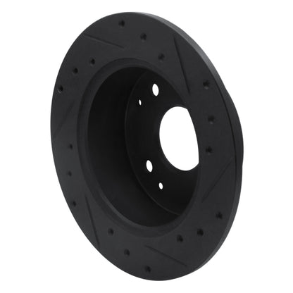 R1 Concepts R1 95-98 Acura TL Rear Left Drilled & Slotted Black Brake Rotor