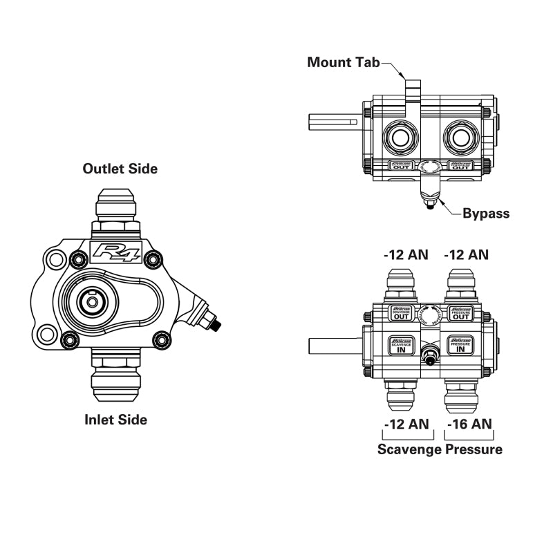 Peterson Fluid Systems R4 2-Stage Oil Pump - Left Side Mount - HV - Rear Drive