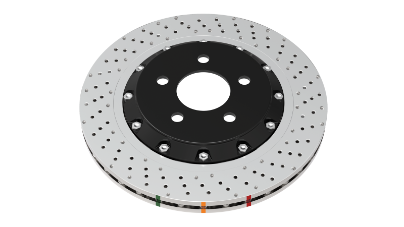 DBA 2014+ Audi RS Q3 Front 5000 Series Cross Drilled & Dimpled Rotor w/Clear Anodized Hat