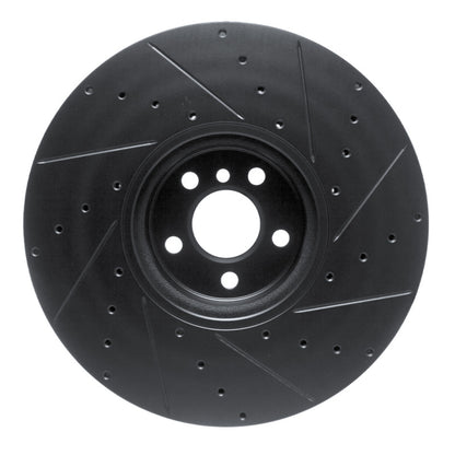 R1 Concepts R1 16-25 BMW i5 Left Front Drilled & Slotted Black Brake Rotor