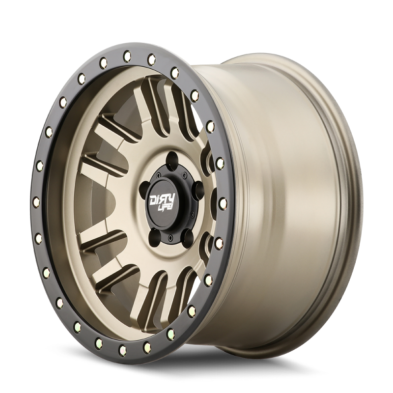 Dirty Life 9309 Canyon Pro 17x9/5x127 BP/-12mm Offset/71.5mm Hub Satin Gold Wheel - Beadlock