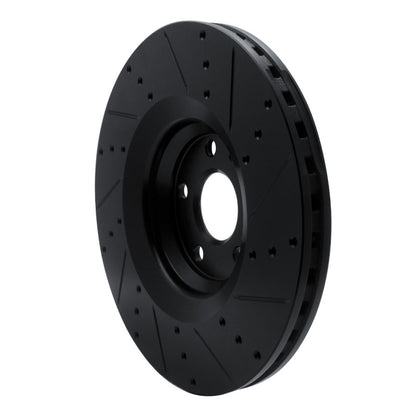 R1 Concepts R1 12-15 Audi TTS Quattro Front Left Drilled & Slotted Black Brake Rotor
