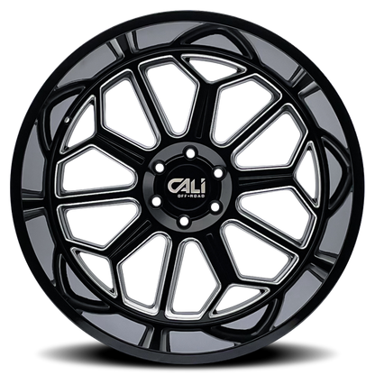 Cali Off-Road 9117 Auburn 20x10 / 6x135 BP / -25mm Offset / 87.1mm Hub Gloss Black Milled Wheel