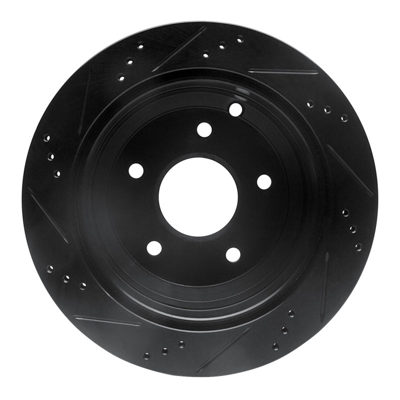 R1 Concepts R1 05-06 Pontiac GTO Rear Right Drilled & Slotted Black Brake Rotor