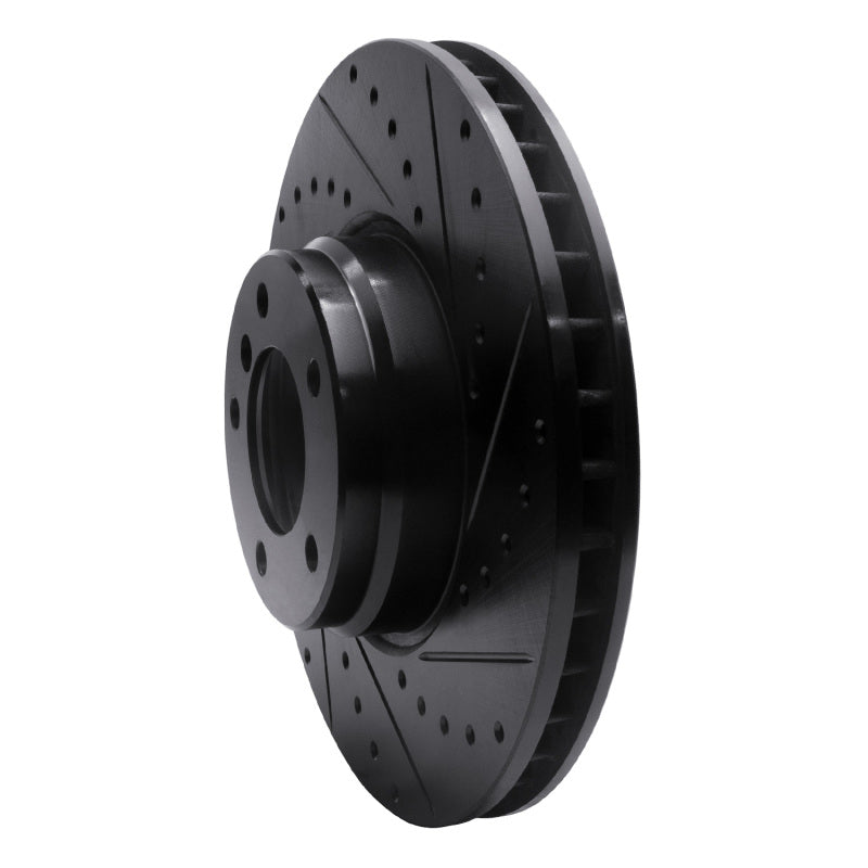 R1 Concepts R1 95-01 BMW 750IL Front Right Drilled & Slotted Black Brake Rotor