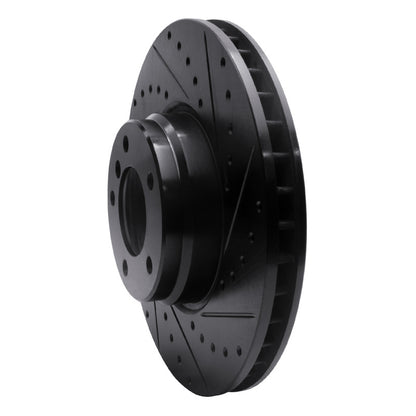 R1 Concepts R1 95-01 BMW 750IL Front Right Drilled & Slotted Black Brake Rotor