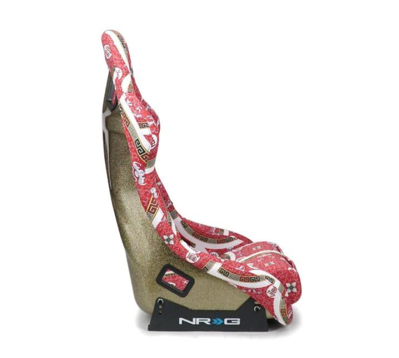 NRG FRP Bucket Seat PRISMA Oriental Longevity Plate Edition W/ Gold Pearlized Back - Large