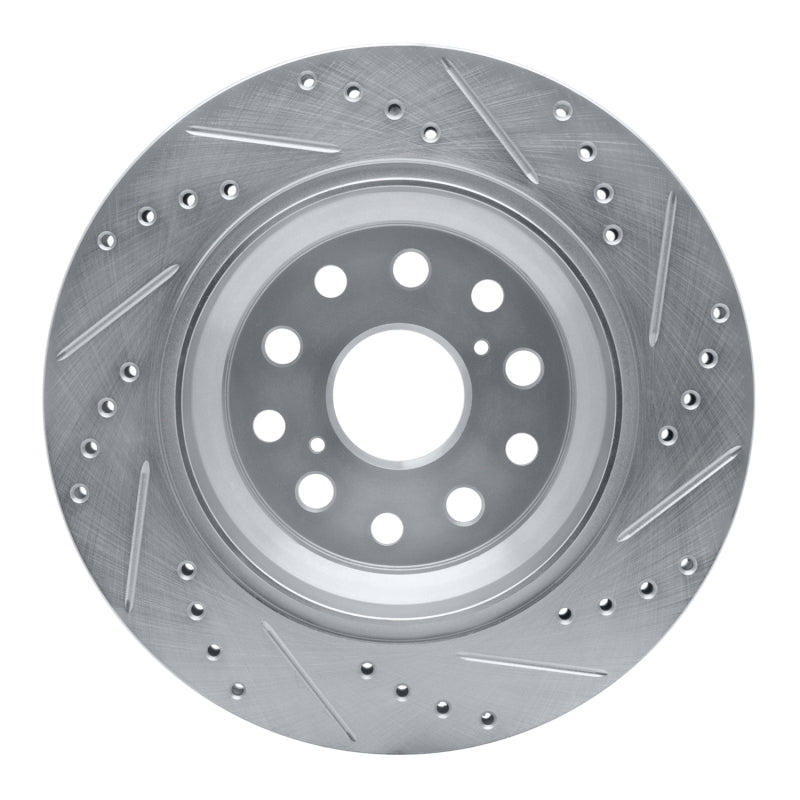 R1 Concepts R1 07-17 Lexus LS460 Rear Left Drilled & Slotted Silver Brake Rotor