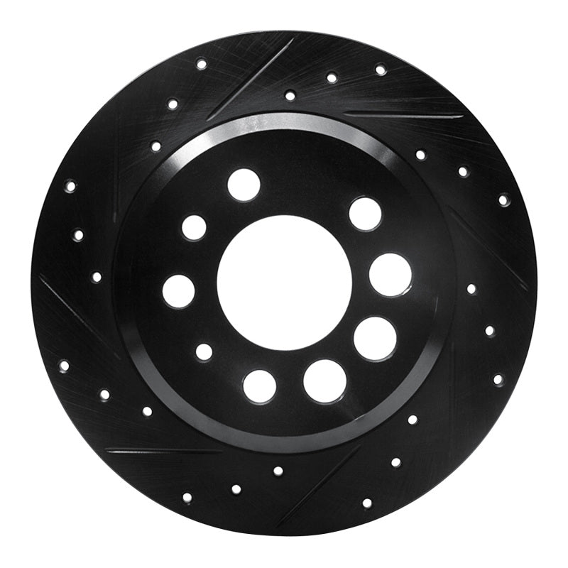 R1 Concepts R1 74-95 Volvo 244 Rear Left Drilled & Slotted Black Brake Rotor