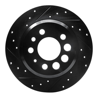 R1 Concepts R1 74-95 Volvo 244 Rear Left Drilled & Slotted Black Brake Rotor