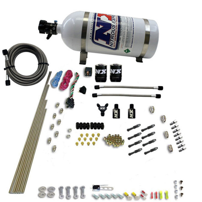 Nitrous Express 8 Cyl Dry Direct Port 2 Solenoids Nitrous Kit (200-600HP) w/10lb Bottle