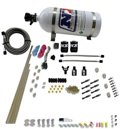 Nitrous Express 8 Cyl Dry Direct Port 2 Solenoids Nitrous Kit (200-600HP) w/10lb Bottle