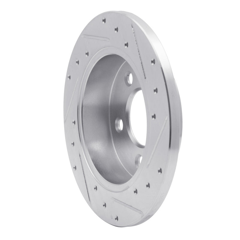 R1 Concepts R1 94-04 Ford Mustang Rear Left Drilled & Slotted Silver Brake Rotor