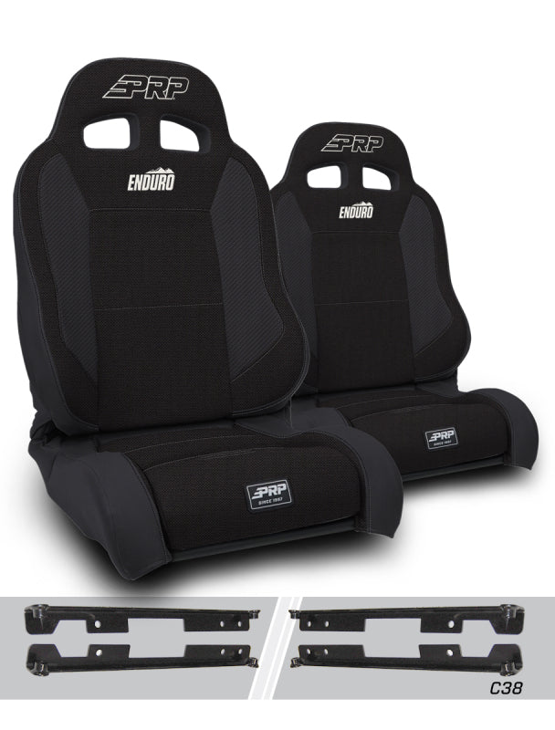 PRP Seats PRP EnduroTrek Reclining Suspension Seats Kit for Jeep Wrangler JK/JKU (Pair) - Black