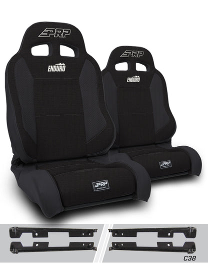 PRP Seats PRP EnduroTrek Reclining Suspension Seats Kit for Jeep Wrangler JK/JKU (Pair) - Black