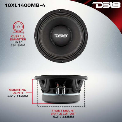 DS18 10in 700 Watts RMS 4 ohm Mid-Bass Loudspeakers