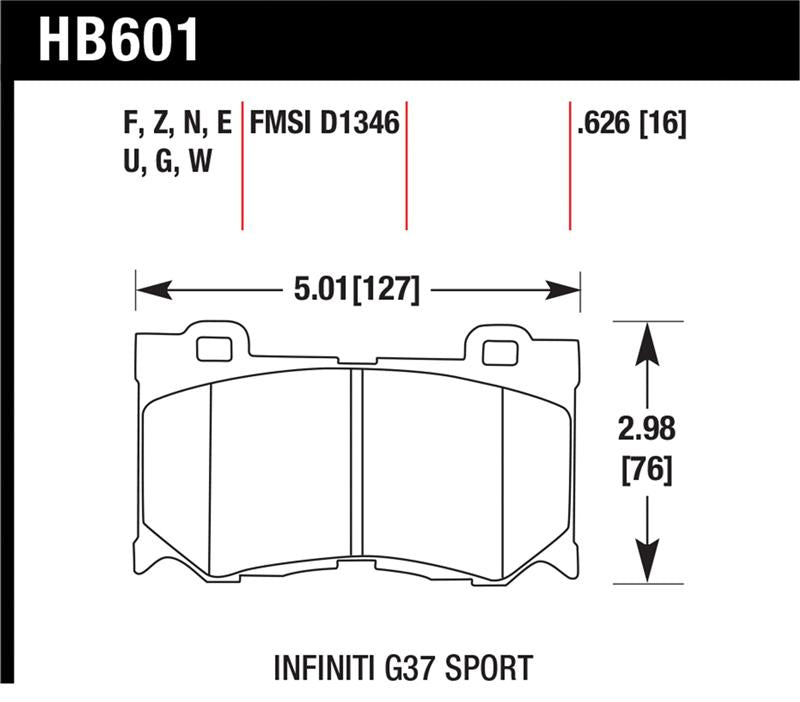 Hawk Performance Hawk Infiniti G37 Sport Performance Ceramic Street Front Brake Pads