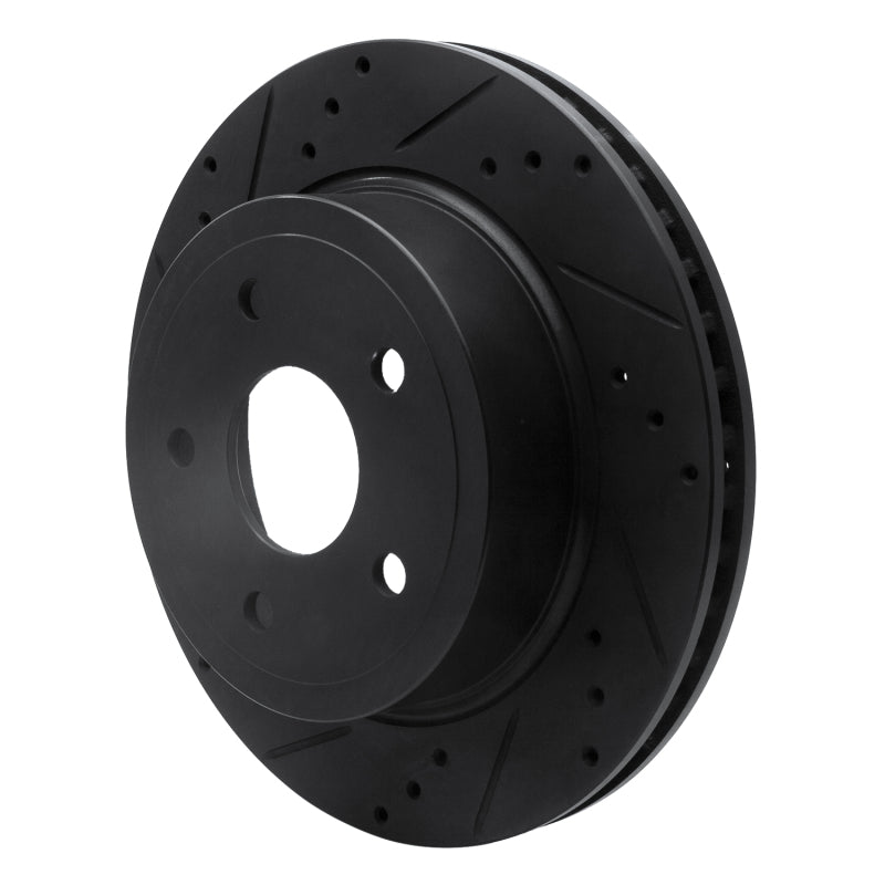R1 Concepts R1 04-06 Dodge Ram 1500 Pickup Rear Left Drilled & Slotted Black Brake Rotor