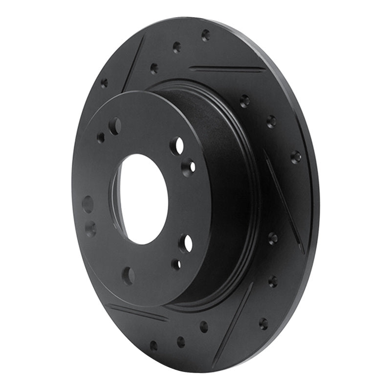 R1 Concepts R1 03-08 Acura TSX Rear Left Drilled & Slotted Black Brake Rotor