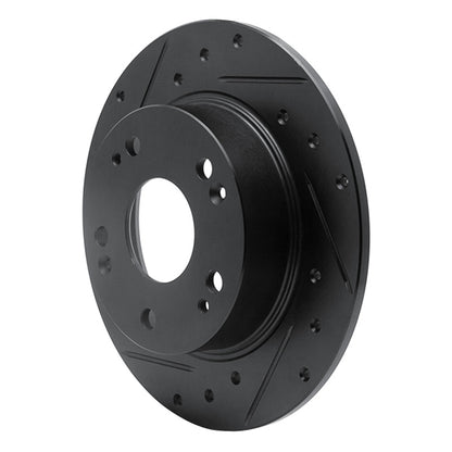 R1 Concepts R1 03-08 Acura TSX Rear Left Drilled & Slotted Black Brake Rotor