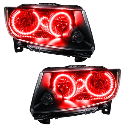 ORACLE Lighting Oracle 11-13 Jeep Grand Cherokee Pre-Assembled Halo Headlights (Non HID) Chrome - Red