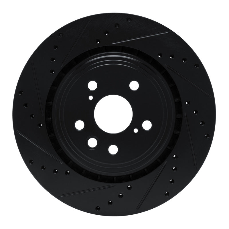 R1 Concepts R1 20-25 Lexus RX350h Front Left Drilled & Slotted Black Brake Rotor