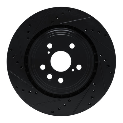 R1 Concepts R1 20-25 Lexus RX350h Front Left Drilled & Slotted Black Brake Rotor