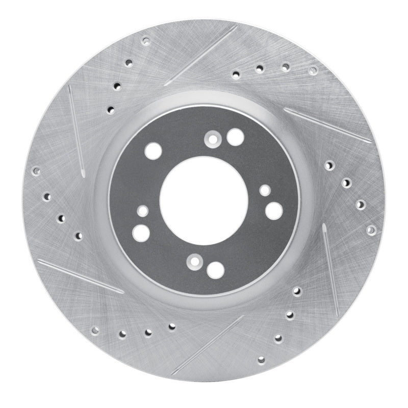 R1 Concepts R1 00-09 Honda S2000 Front Left Drilled & Slotted Silver Brake Rotor