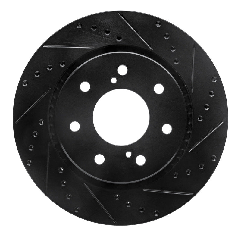 R1 Concepts R1 10-14 Ford F-150 RWD Front Right Drilled & Slotted Black Brake Rotor