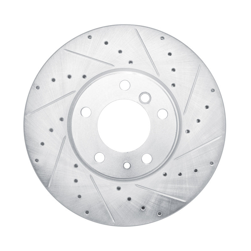 R1 Concepts R1 00-03 BMW 530I Front Right Drilled & Slotted Silver Brake Rotor