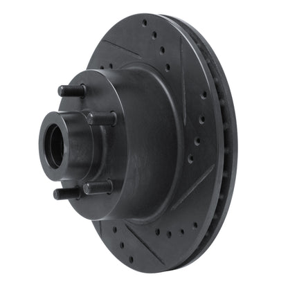 R1 Concepts R1 70-72 Dodge Charger Front Right Drilled & Slotted Black Brake Rotor