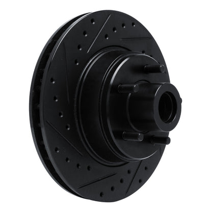 R1 Concepts R1 74-84 Chrysler Imperial Front Left Drilled & Slotted Black Brake Rotor