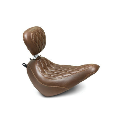 Mustang Motorcycle Mustang 18-21 Harley Heritage Classic, Deluxe Wide Tripper Solo Seat w/Driver Backrest Diam - Brown
